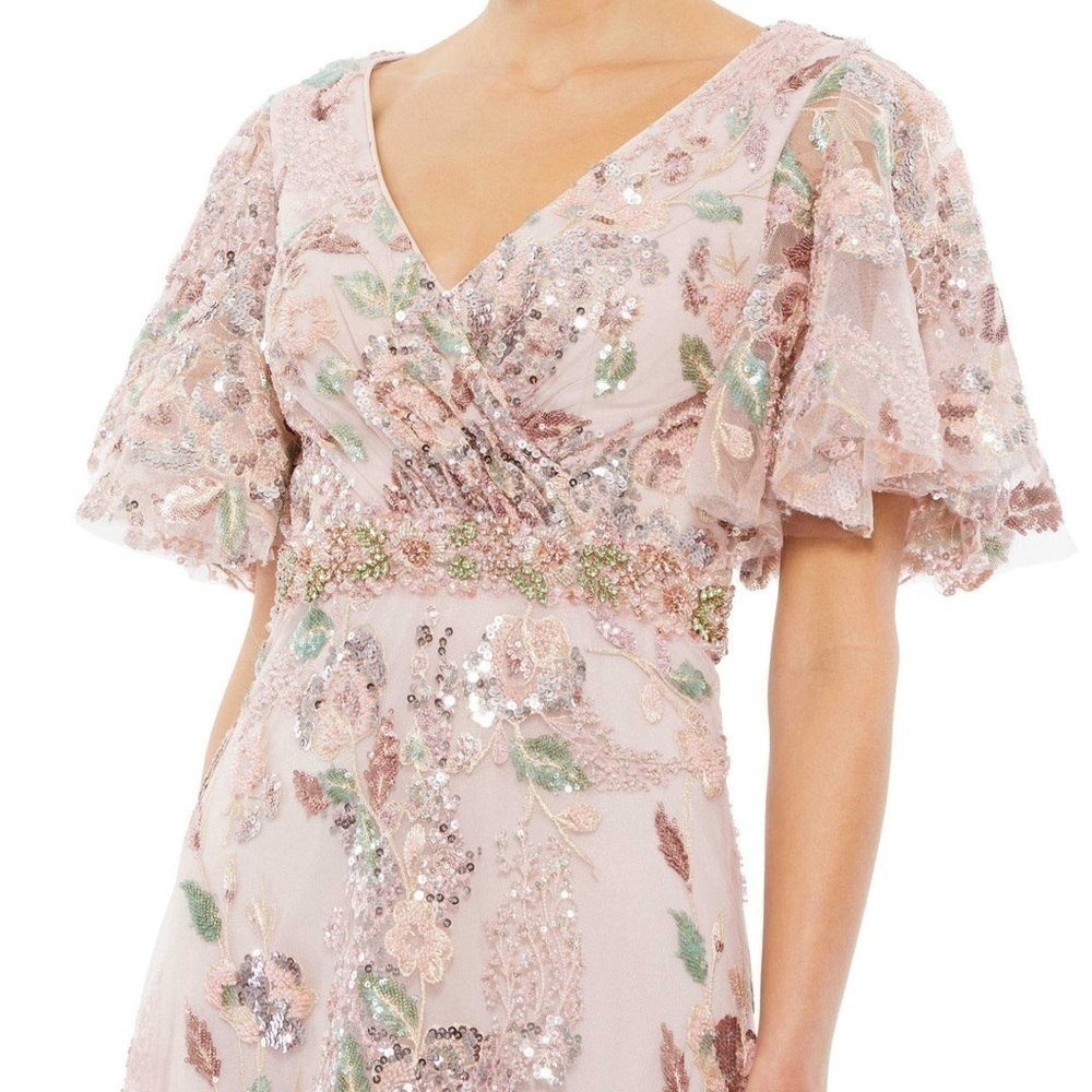 NEW $598 MAC DUGGAL 67880 FLORAL EMBELLISHED SHORT SLEEVE GOWN SIZE 8 - Picture 5 of 17